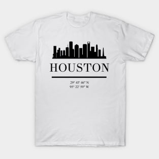 HOUSTON TEXAS BLACK SILHOUETTE SKYLINE ART T-Shirt
